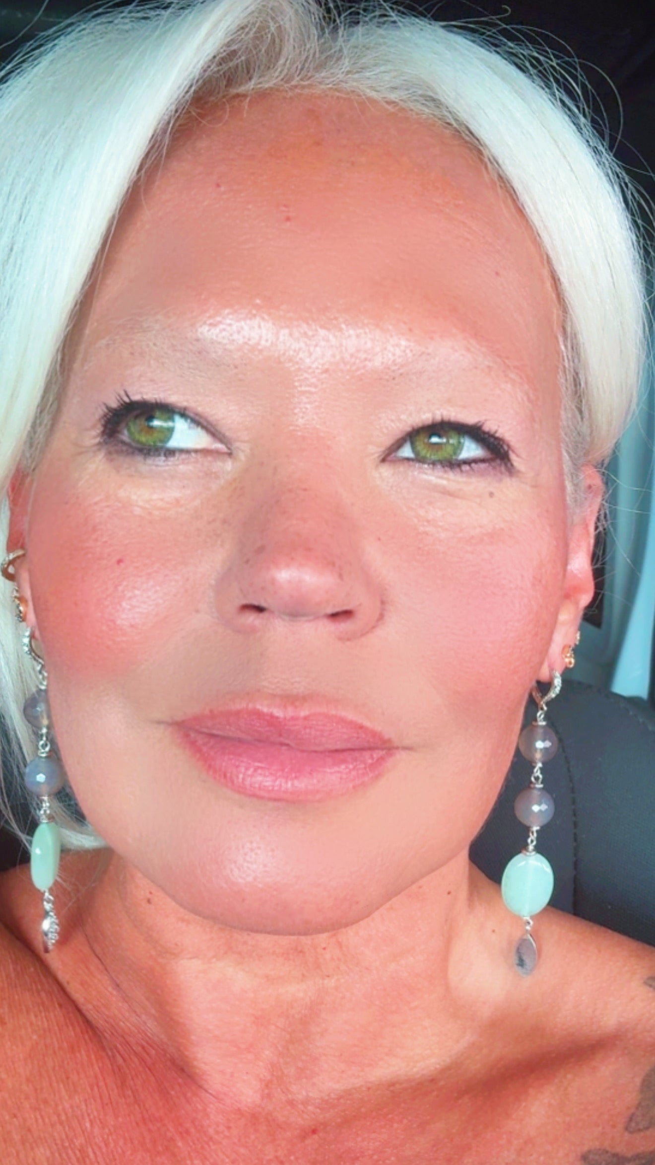 Aventurine & Smoky Quartz Earrings – Silver Plated