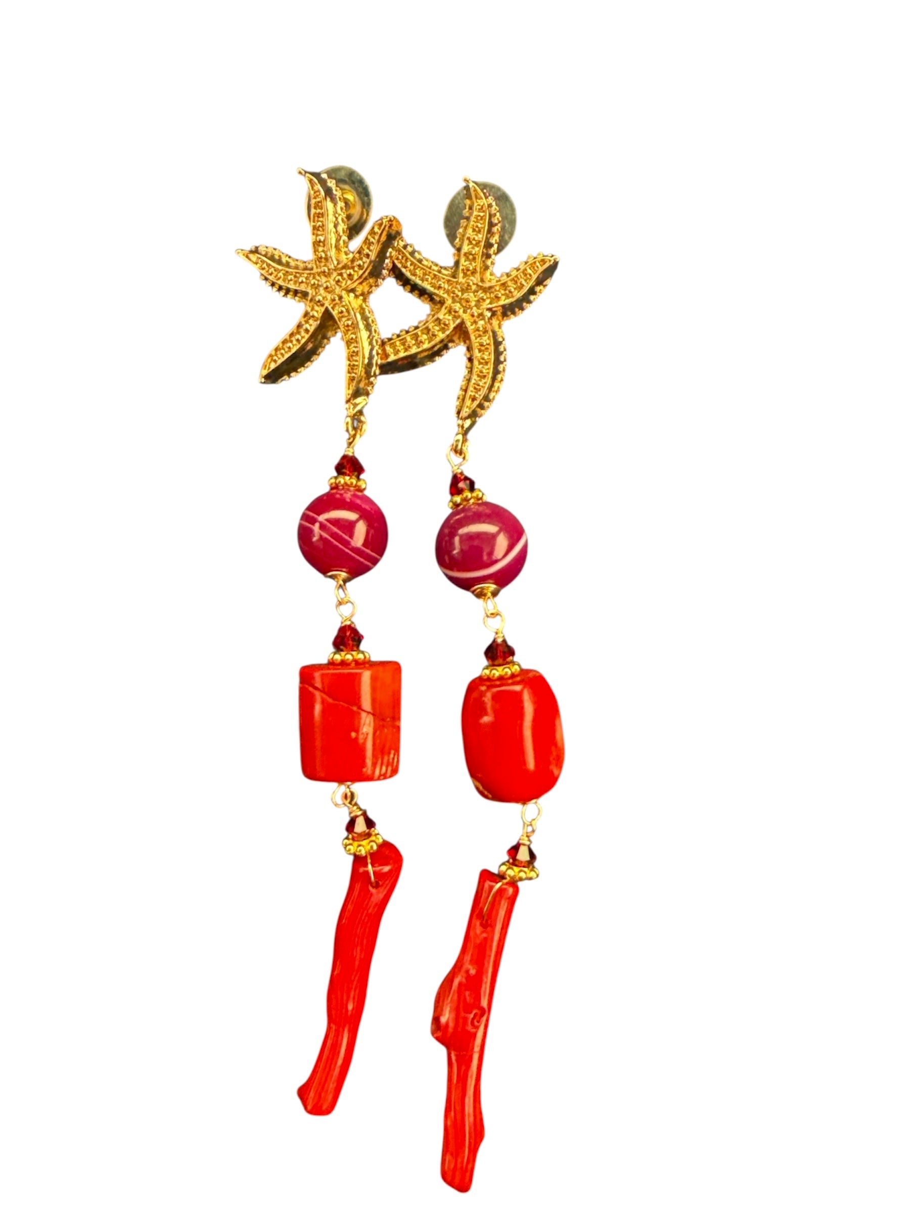 Coral & Agate Statement Earrings