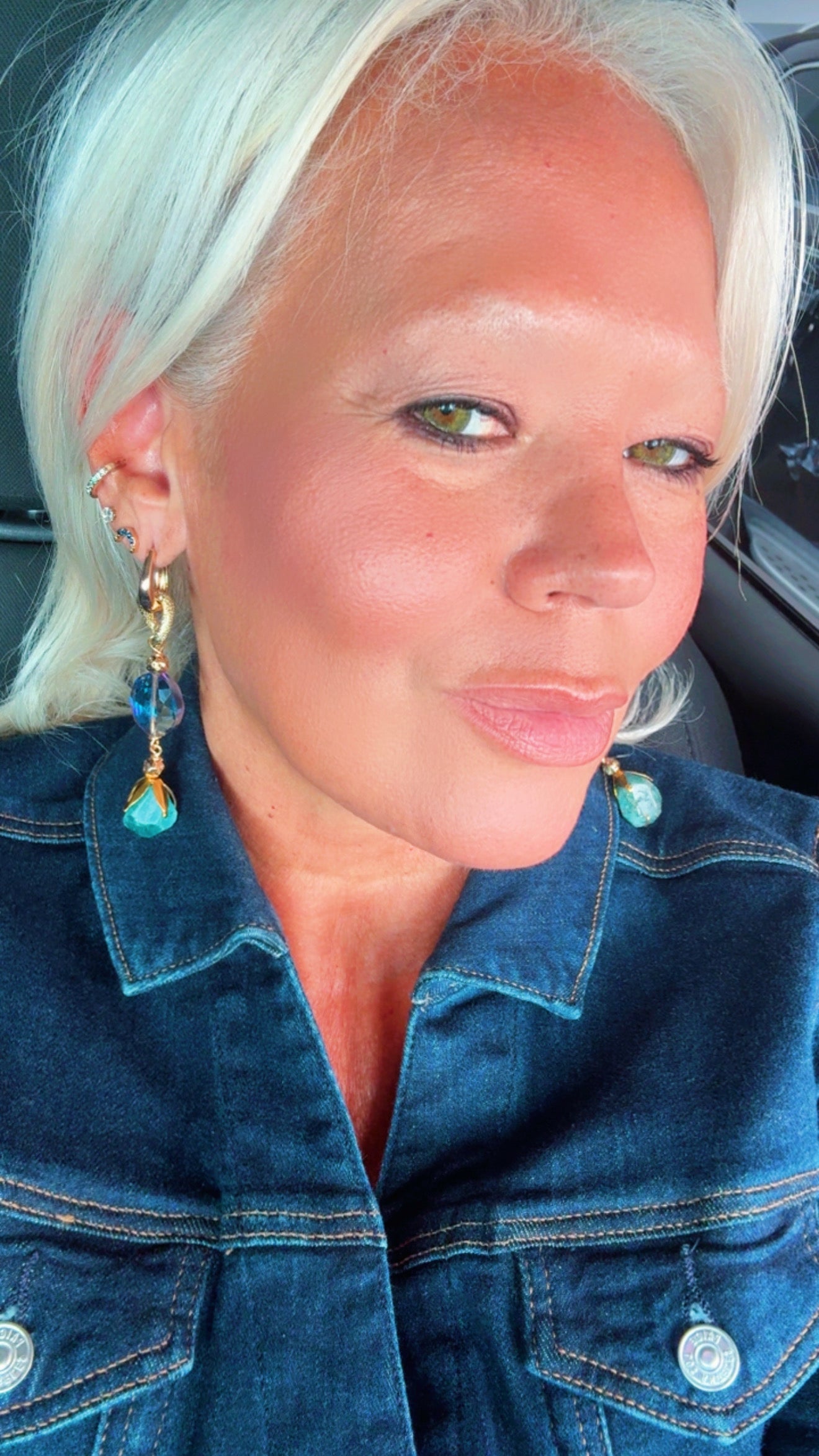 Fluorite Gold-Plated Statement Earrings