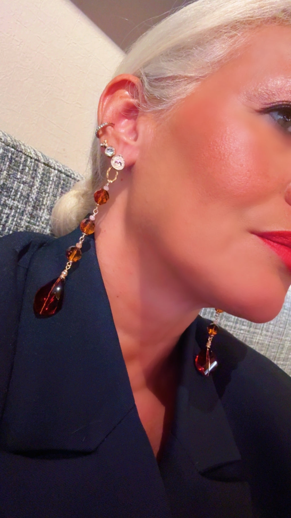 Agate Gold-Plated Statement Earrings