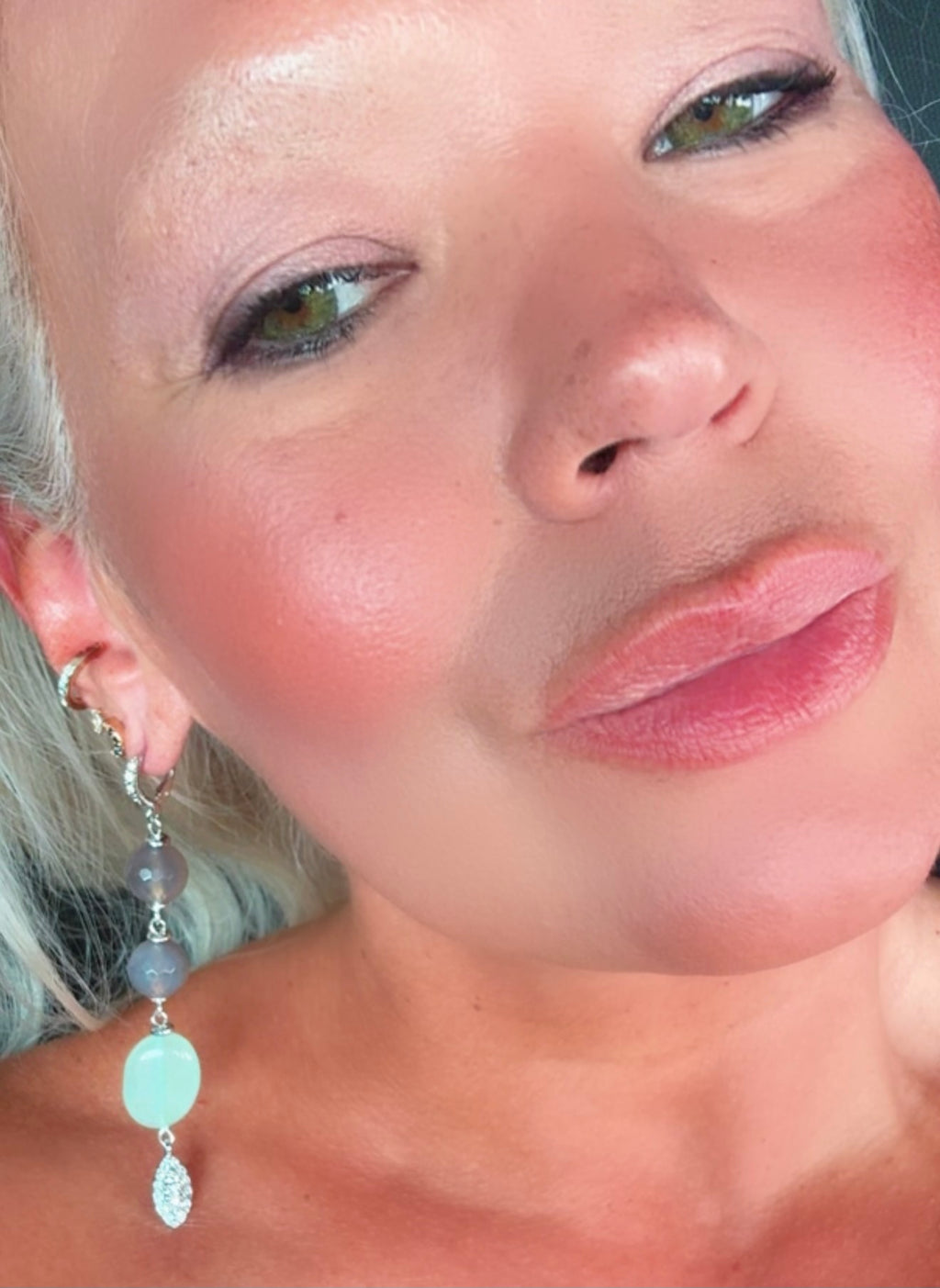 Aventurine & Smoky Quartz Earrings – Silver Plated