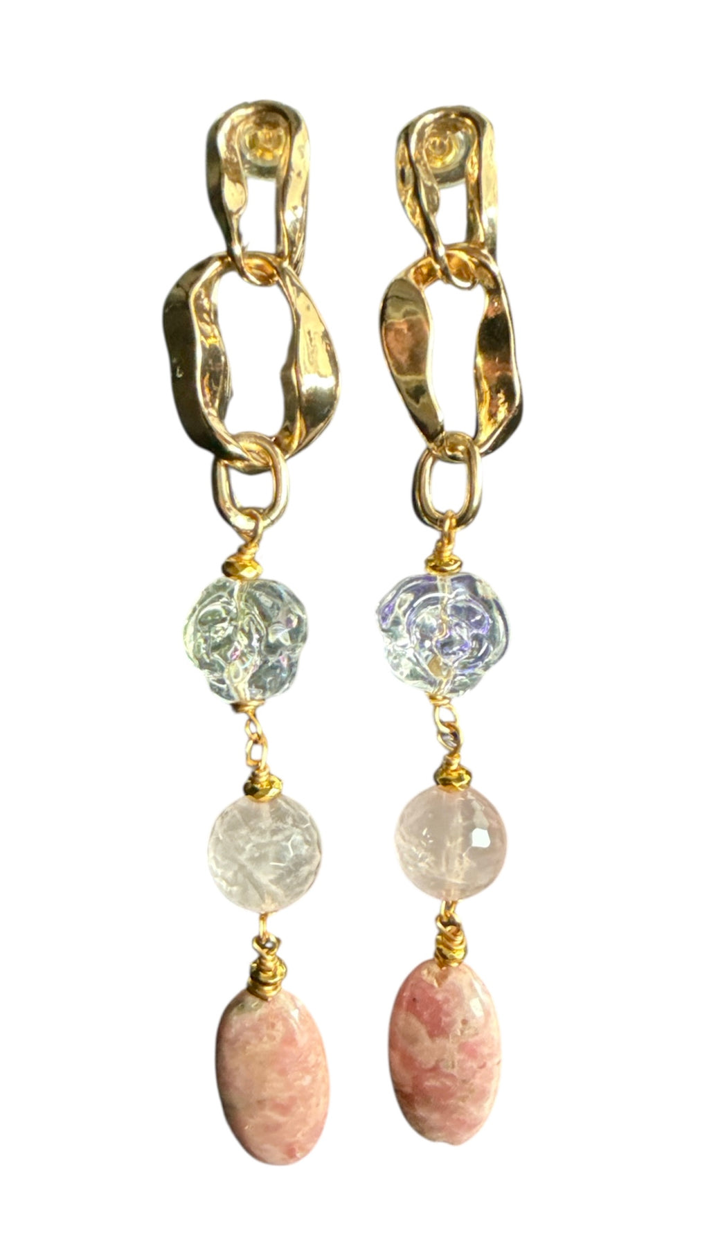 Rhodochrosite Gold-Plated Earrings