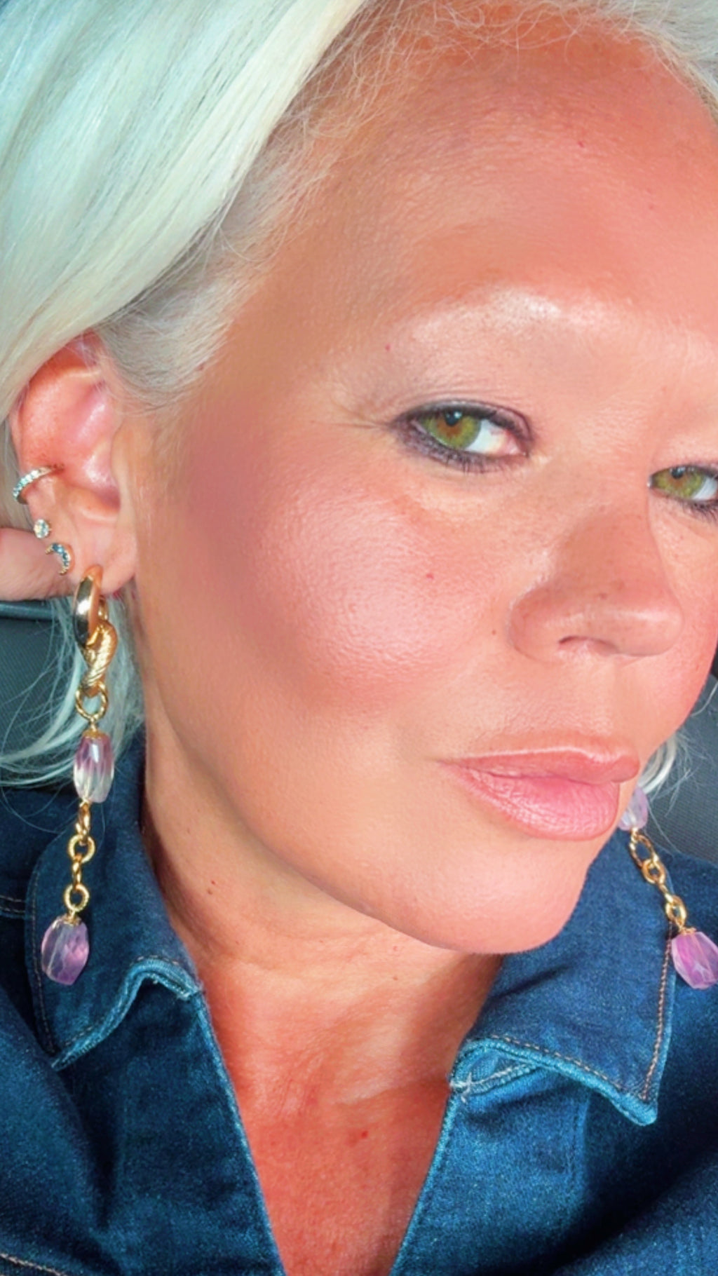 Amethyst Gold-Plated Statement Earrings