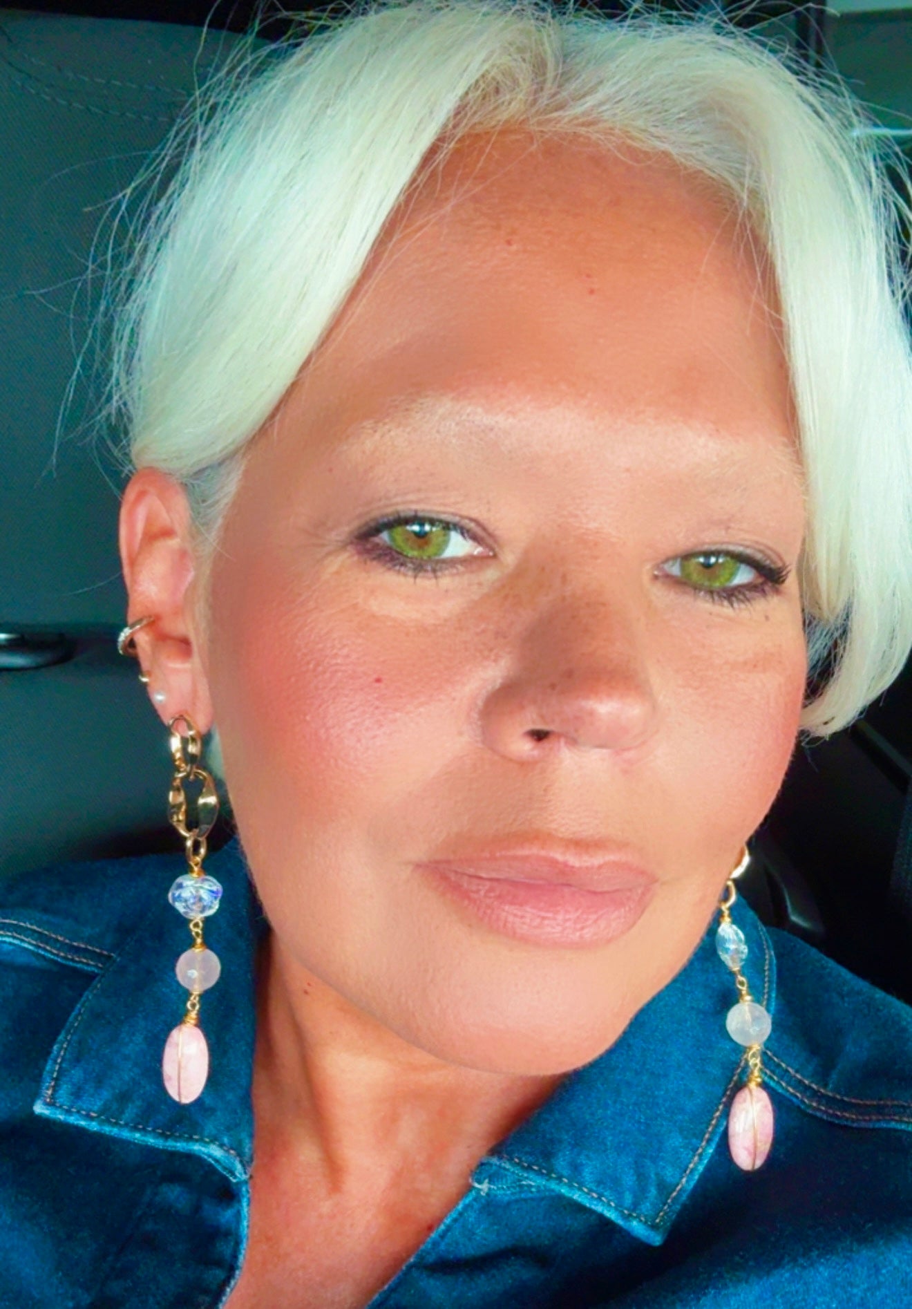 Rhodochrosite Gold-Plated Earrings