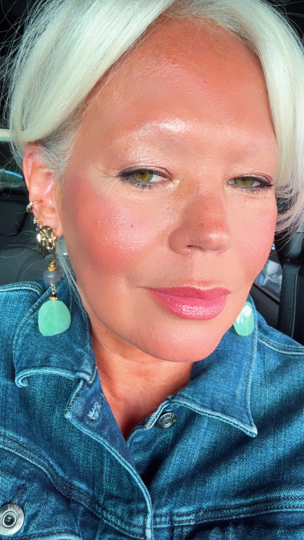 Gold-Plated Earrings with Aventurine & Smoky Quartz