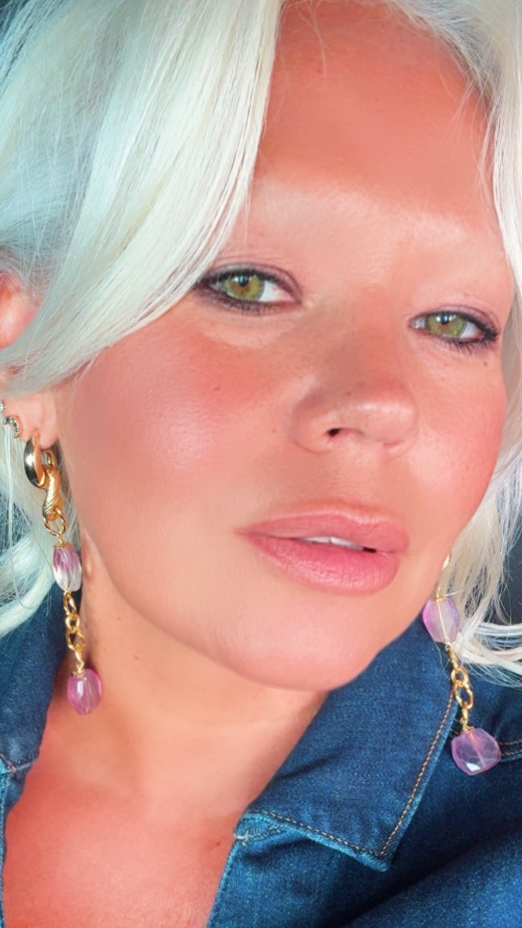 Amethyst Gold-Plated Statement Earrings