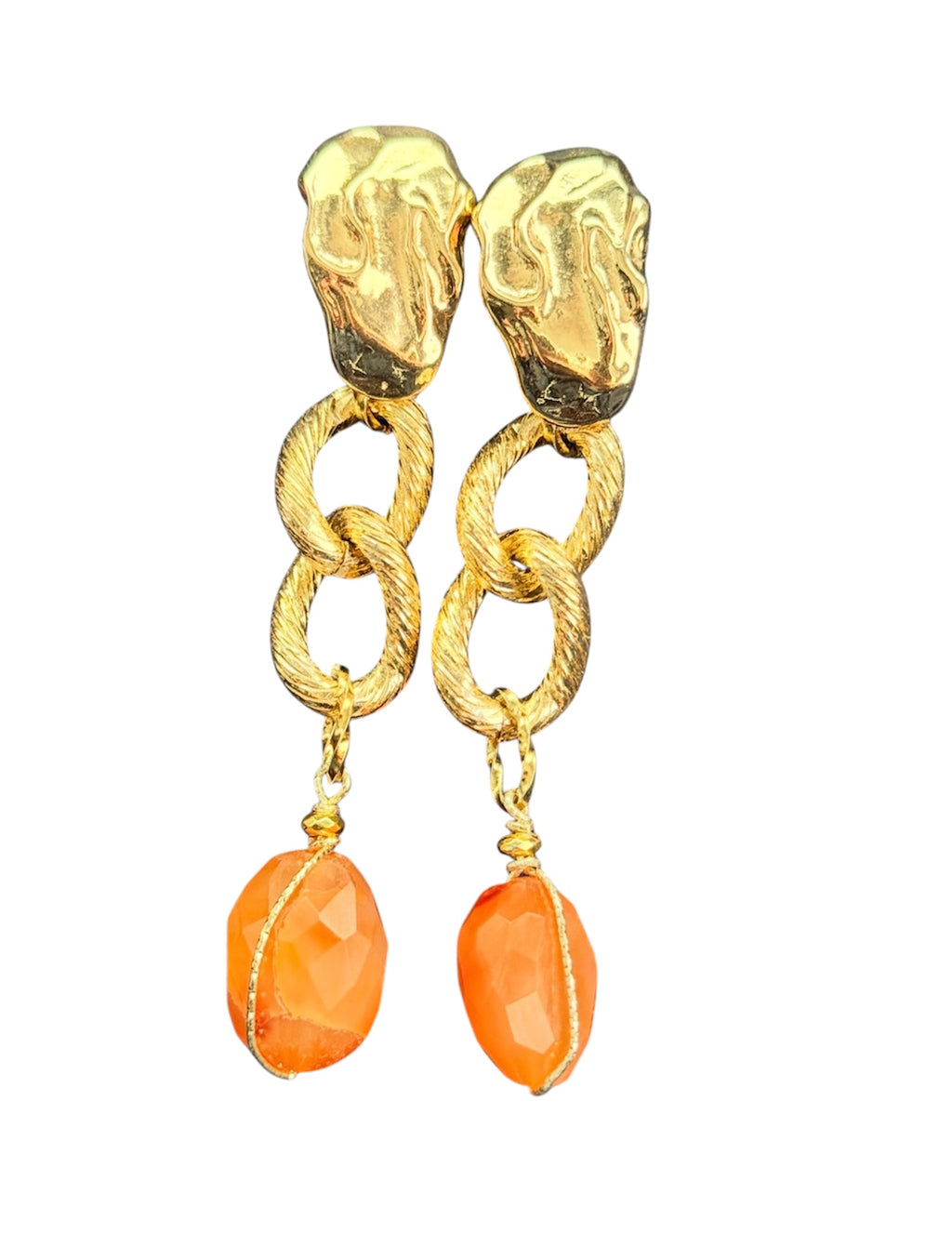 Carnelian Gold-Plated Statement Earrings