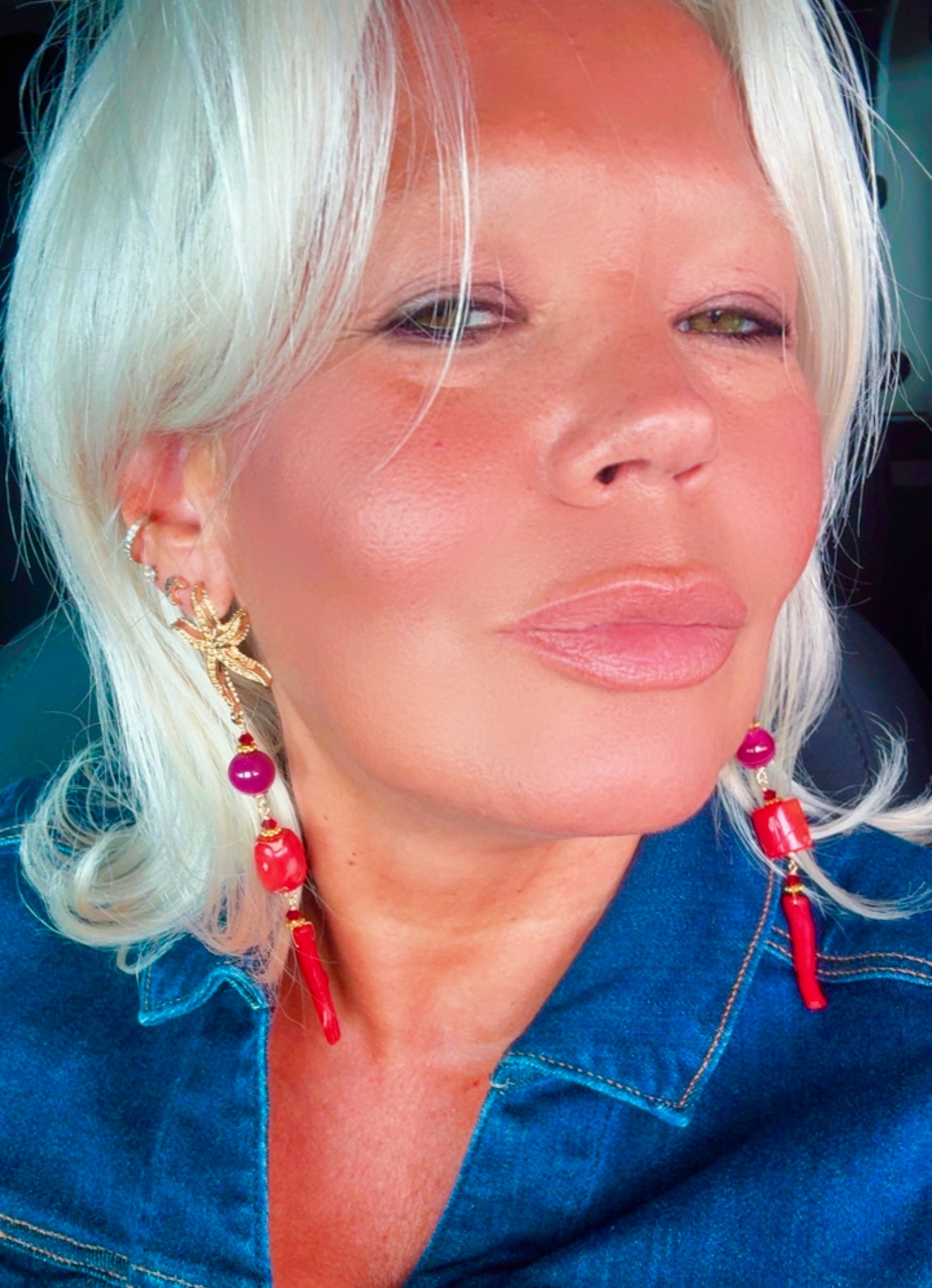 Coral & Agate Statement Earrings