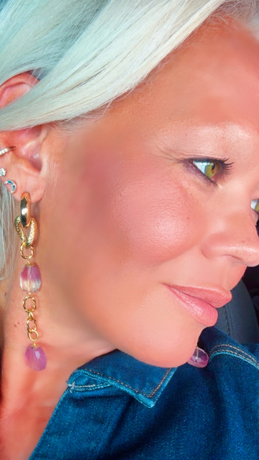 Amethyst Gold-Plated Statement Earrings