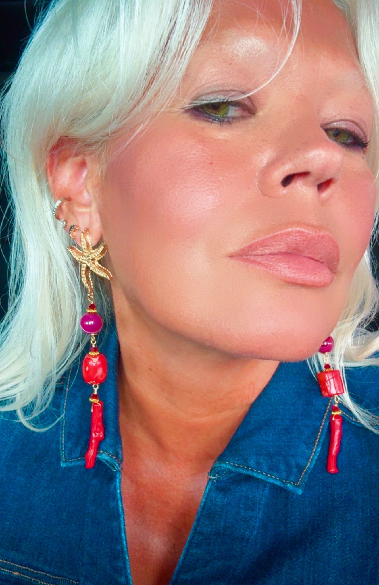 Coral & Agate Statement Earrings