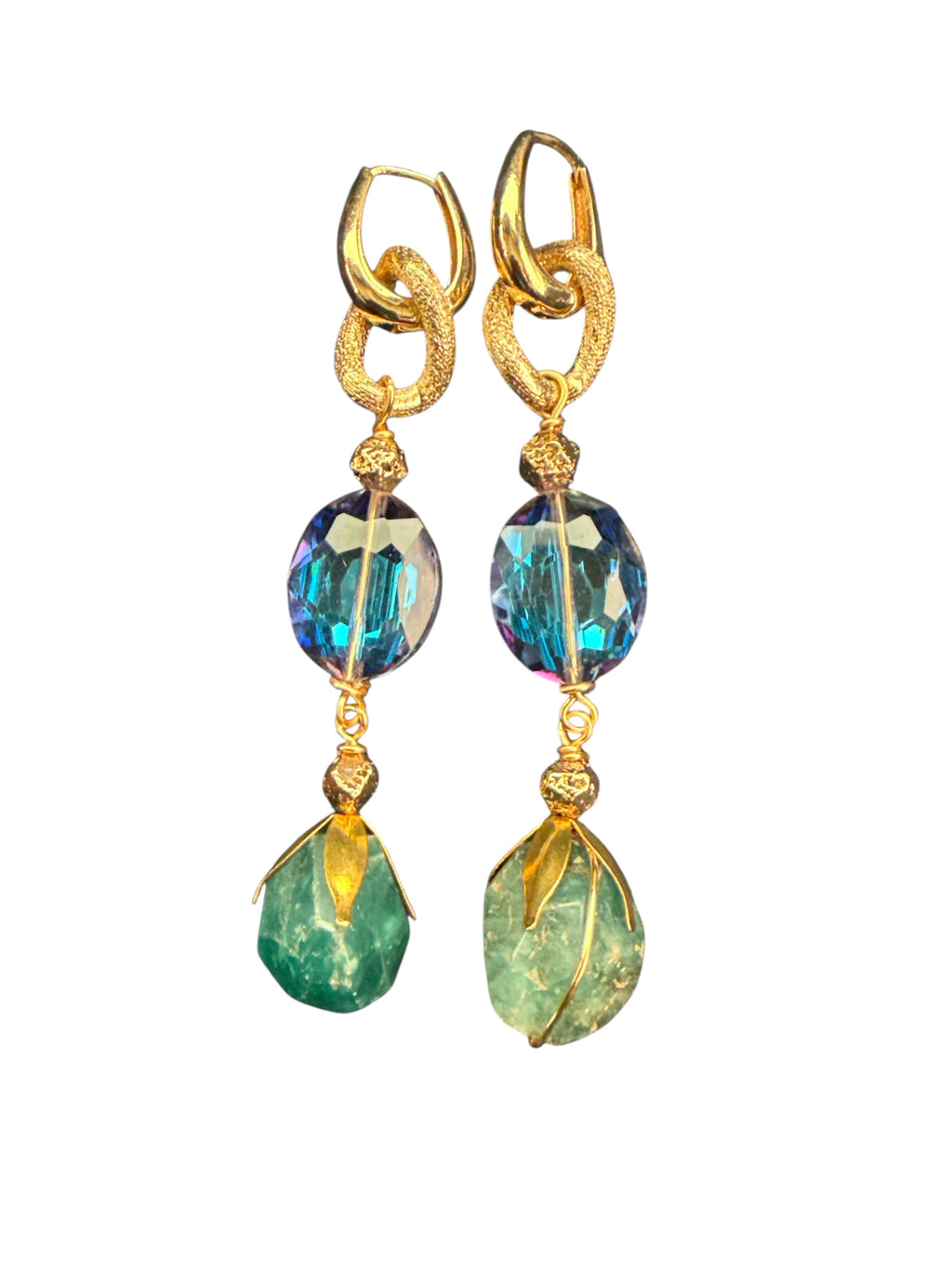 Fluorite Gold-Plated Statement Earrings
