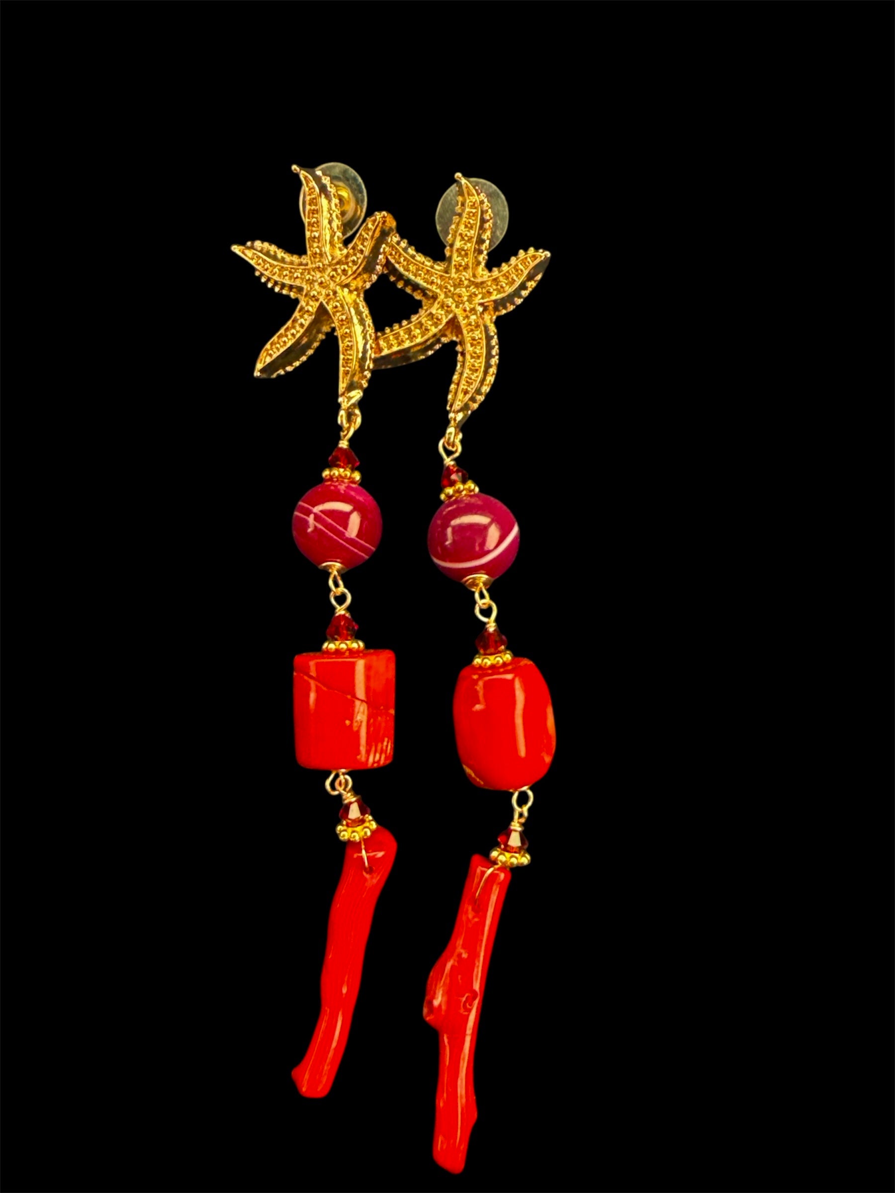 Coral & Agate Statement Earrings