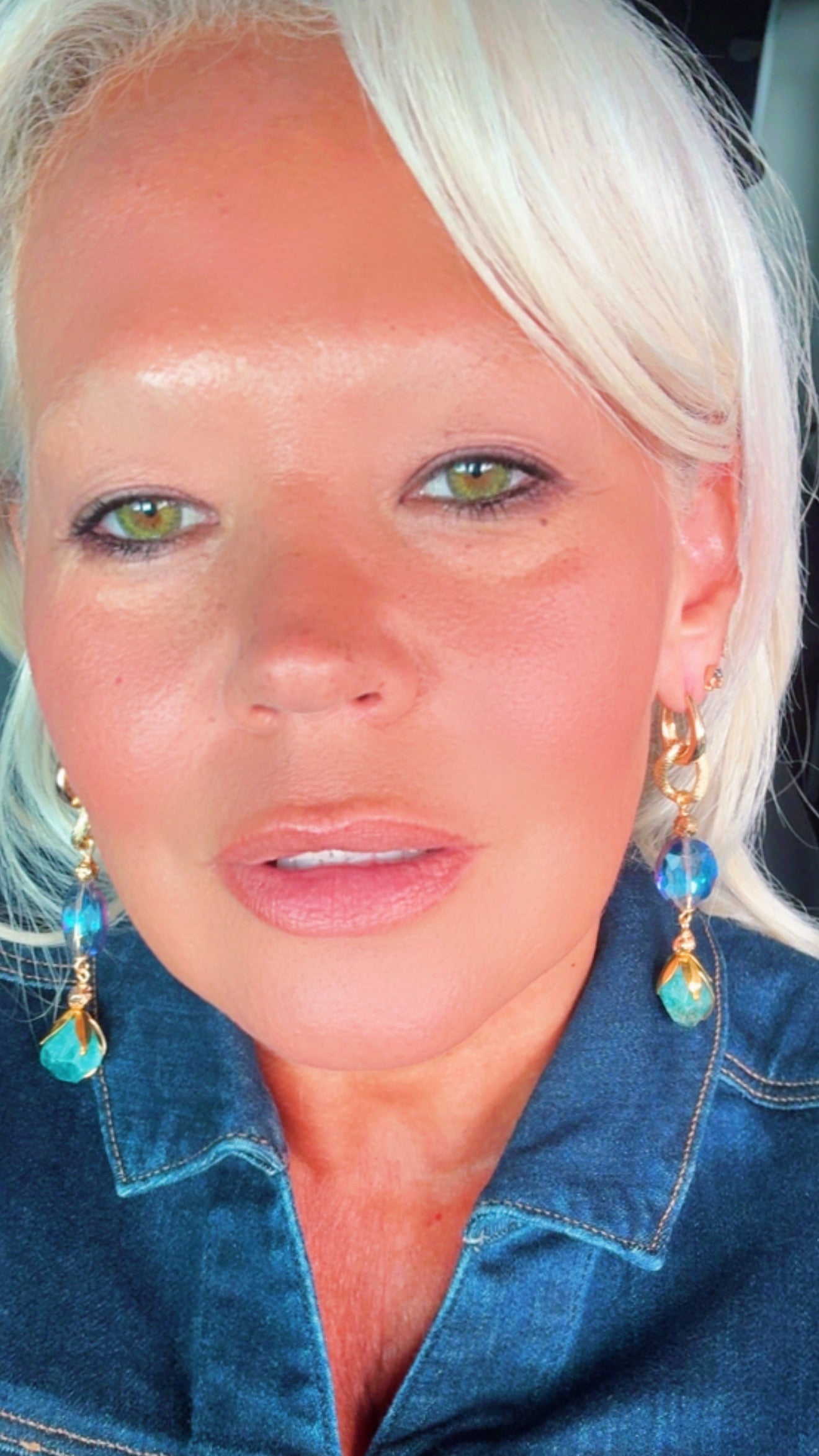 Fluorite Gold-Plated Statement Earrings