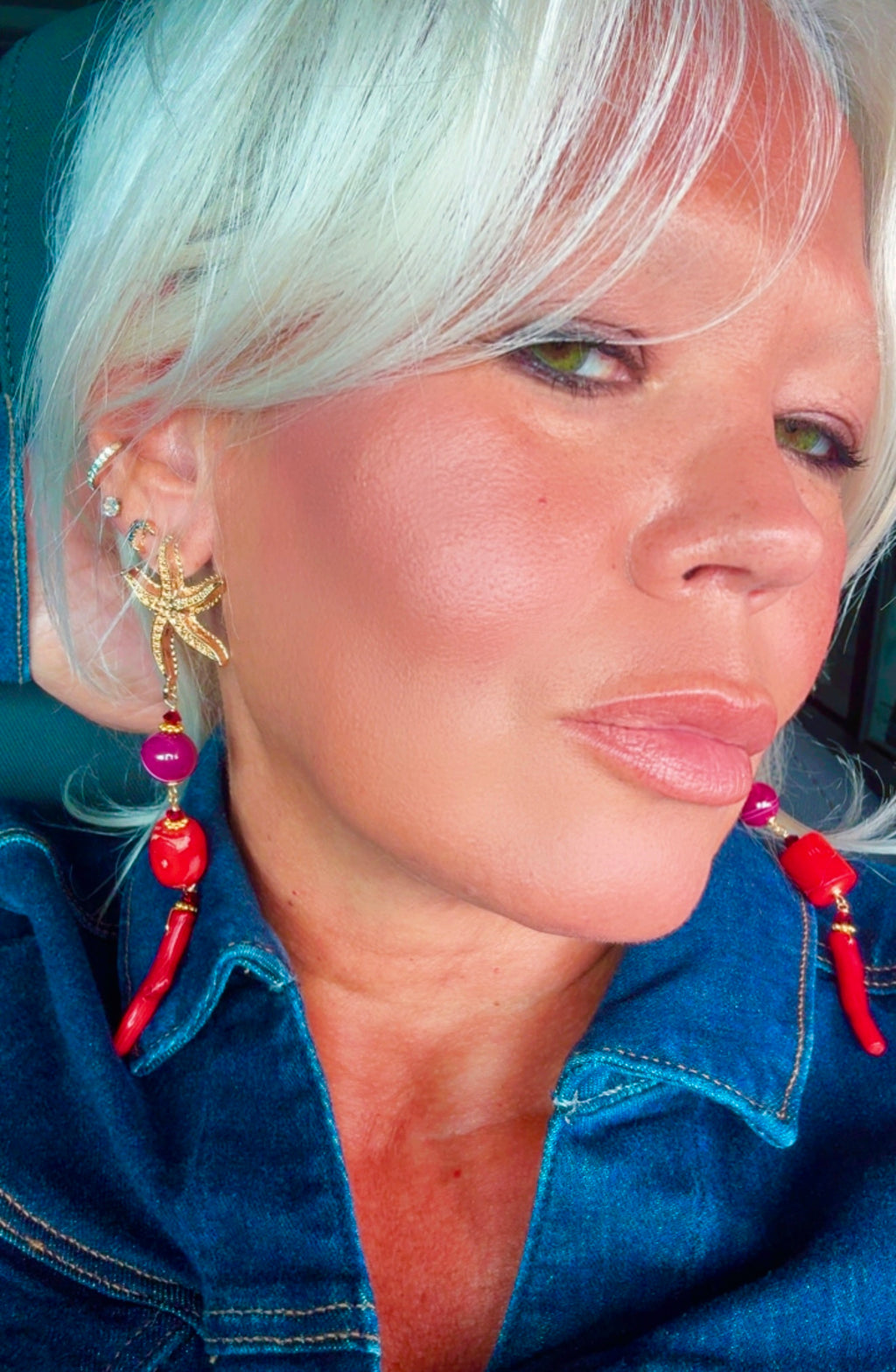 Coral & Agate Statement Earrings