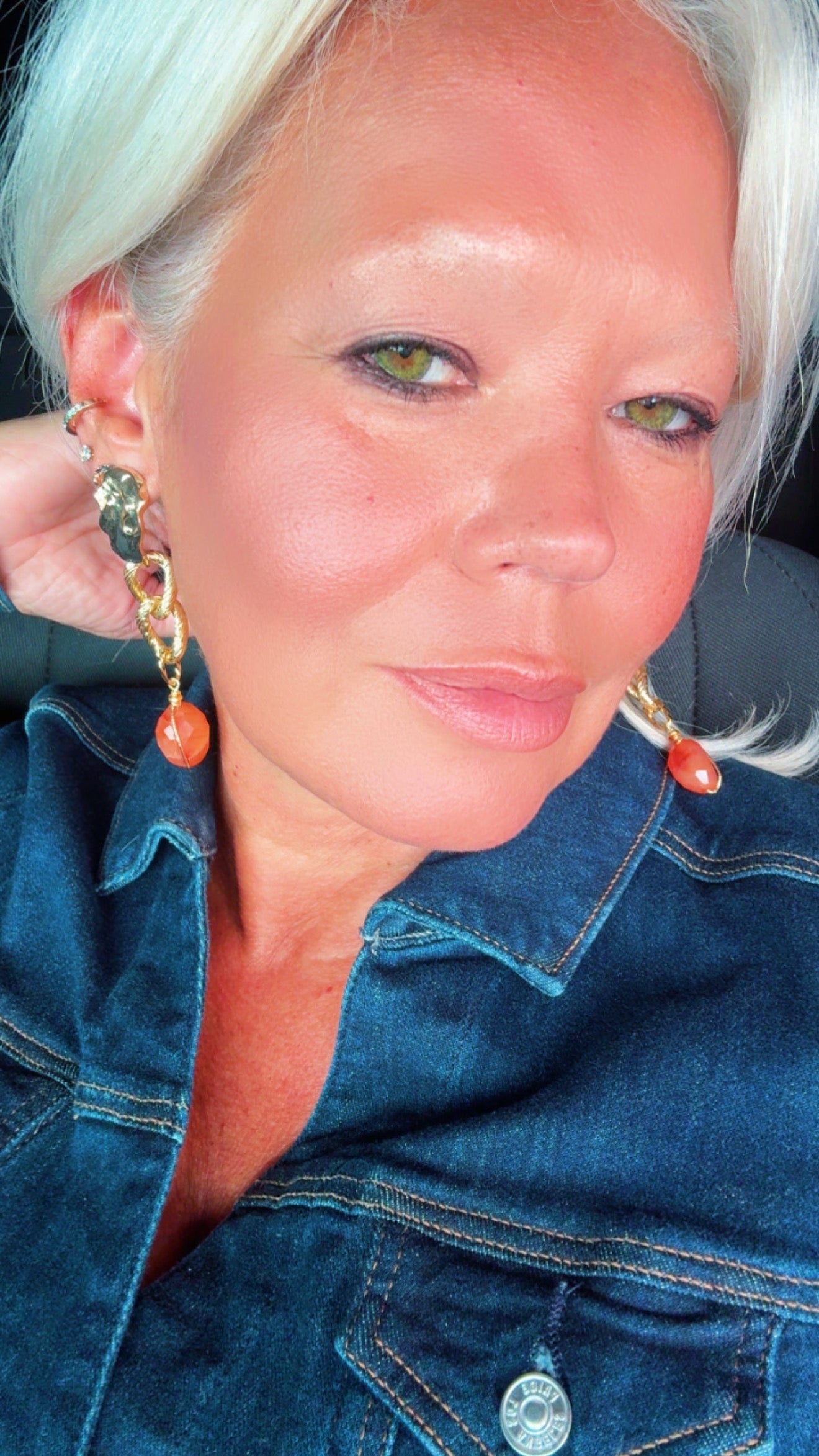 Carnelian Gold-Plated Statement Earrings