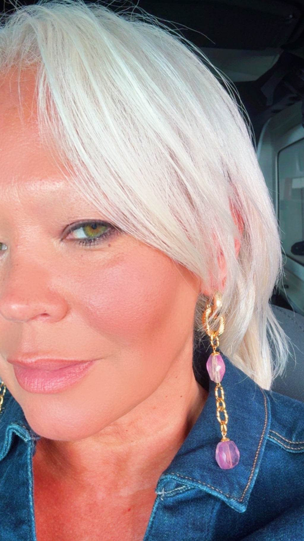 Amethyst Gold-Plated Statement Earrings