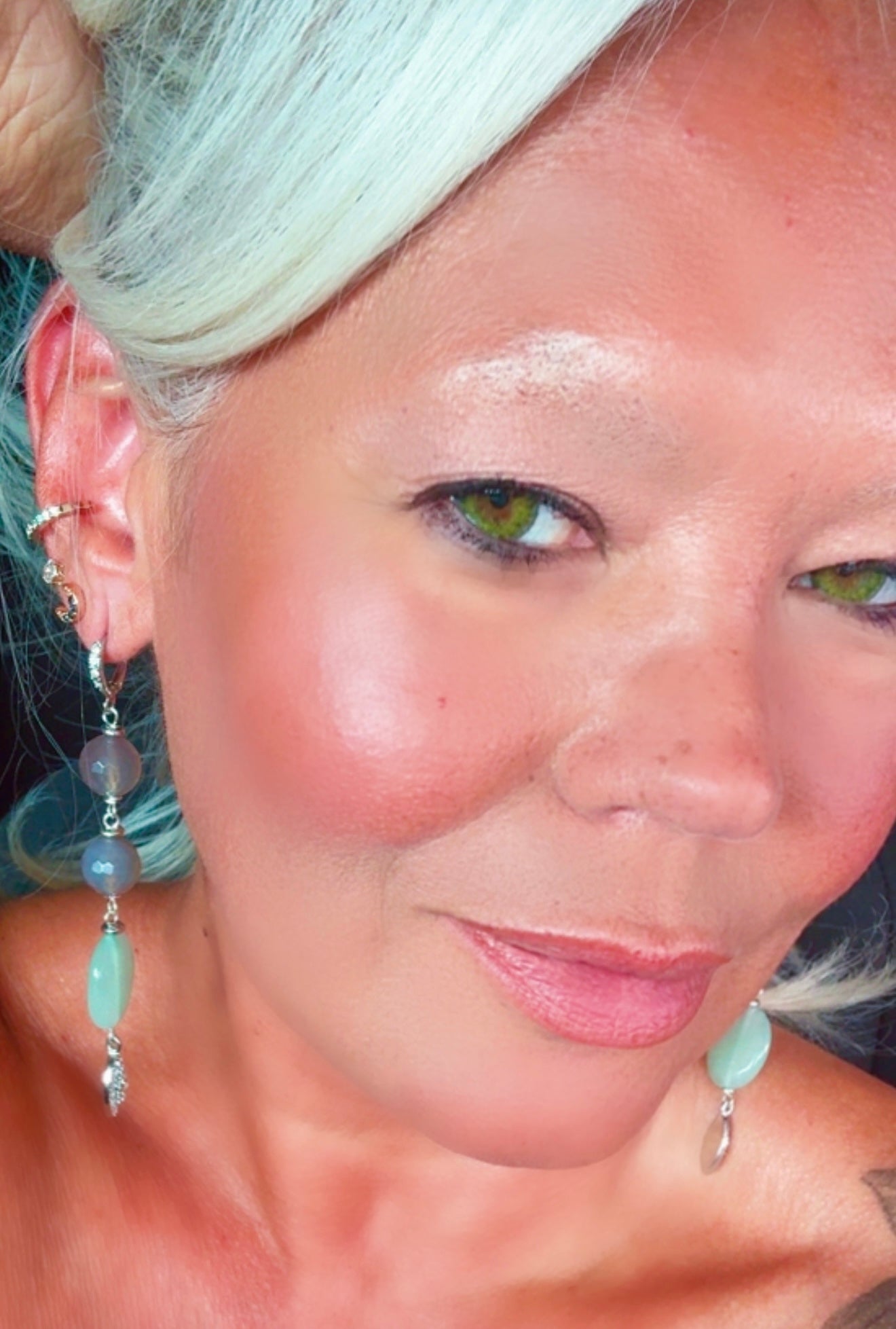 Aventurine & Smoky Quartz Earrings – Silver Plated