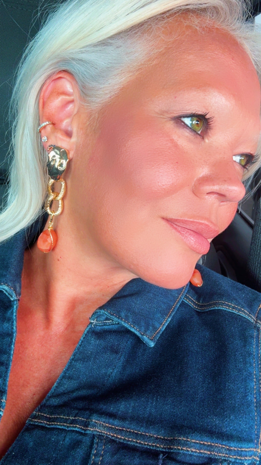 Carnelian Gold-Plated Statement Earrings