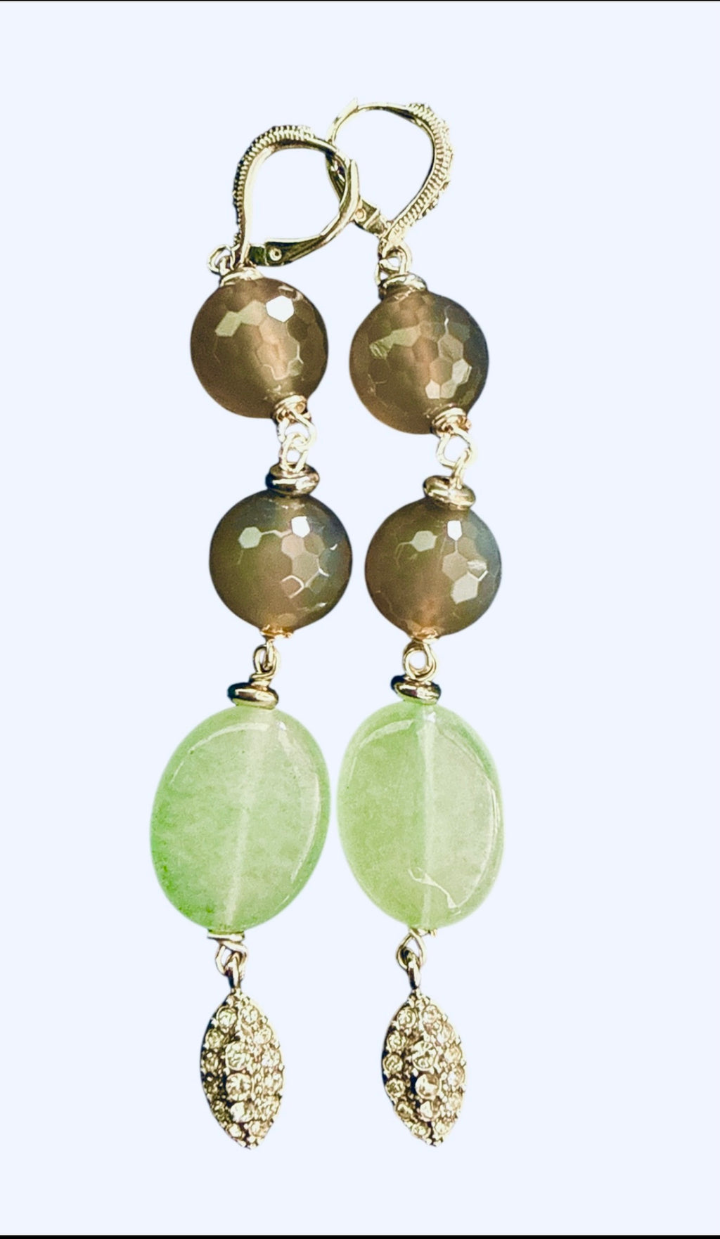 Aventurine & Smoky Quartz Earrings – Silver Plated