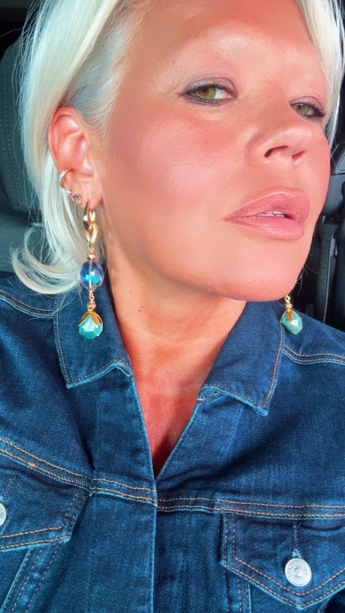 Fluorite Gold-Plated Statement Earrings