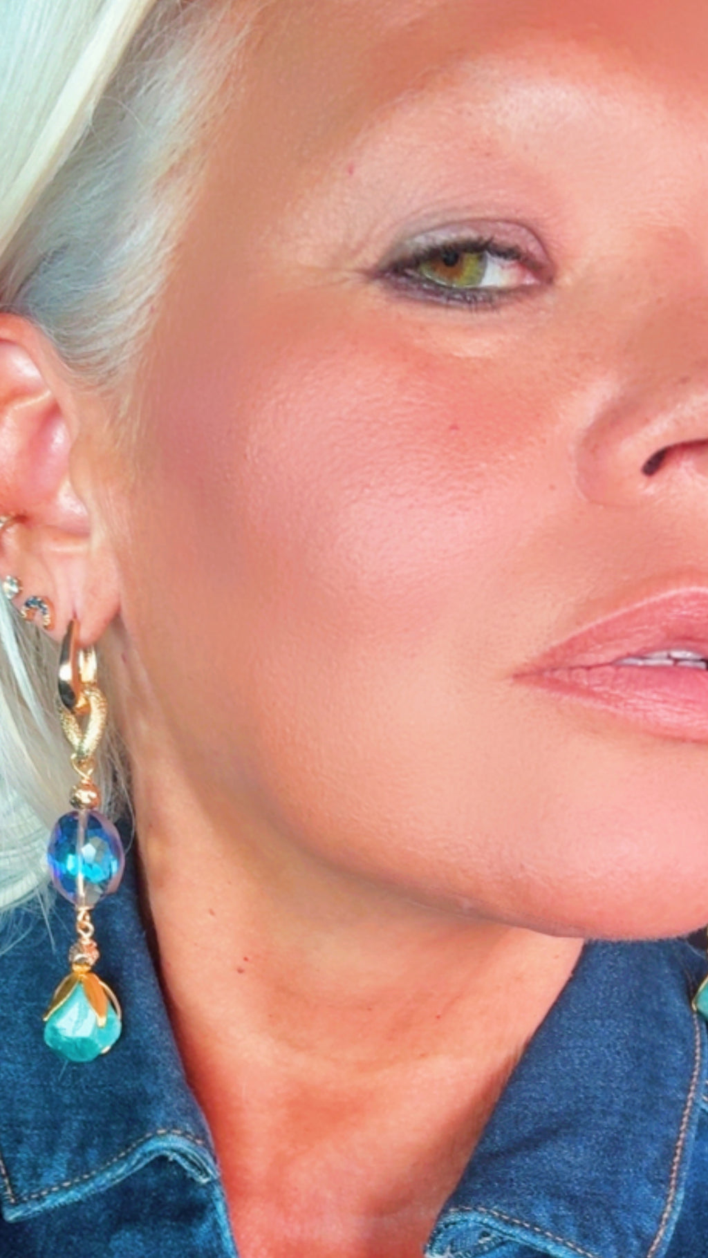 Fluorite Gold-Plated Statement Earrings