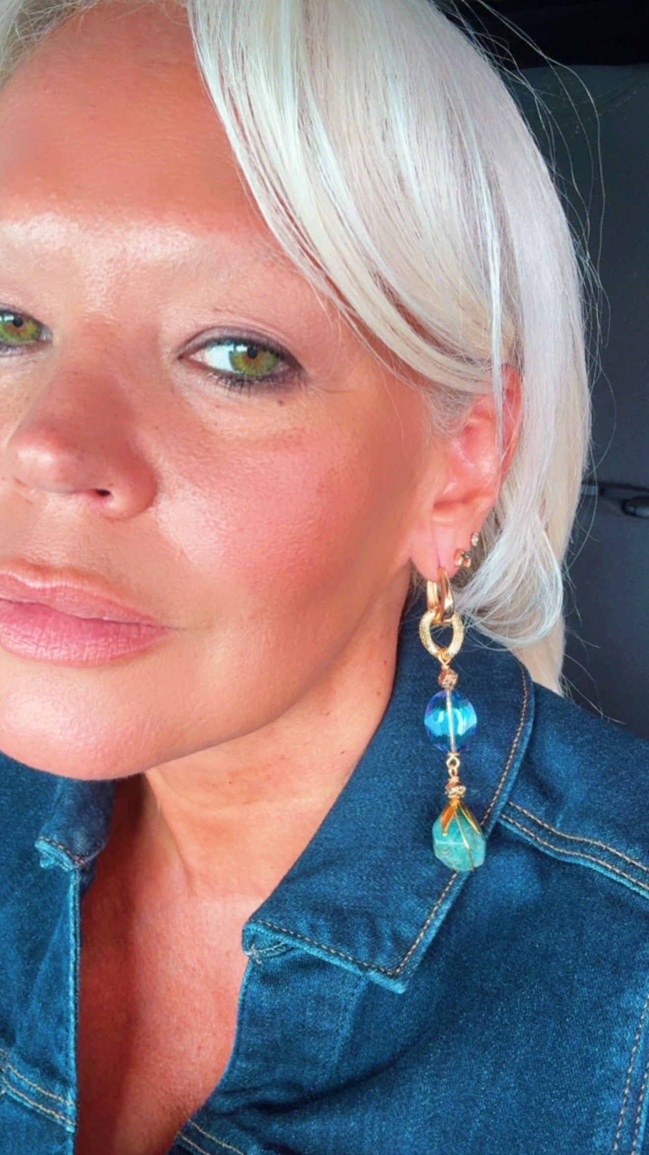 Fluorite Gold-Plated Statement Earrings