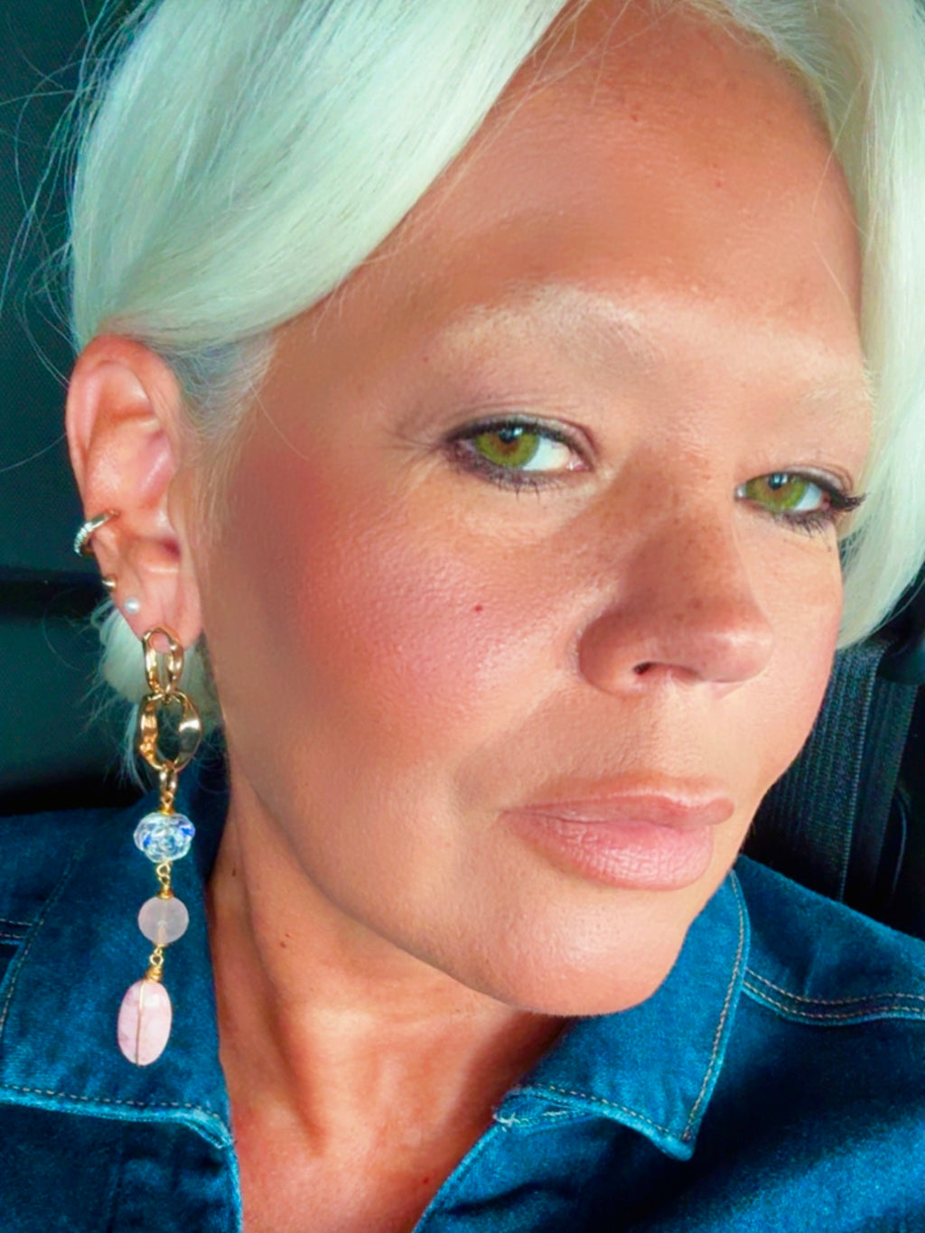 Rhodochrosite Gold-Plated Earrings