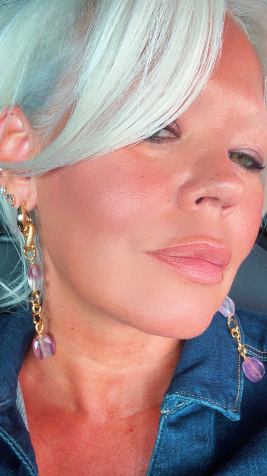 Amethyst Gold-Plated Statement Earrings