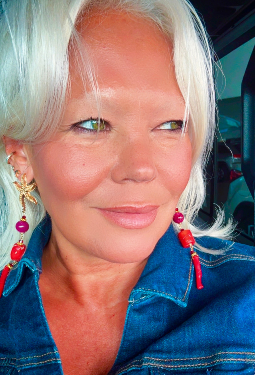 Coral & Agate Statement Earrings