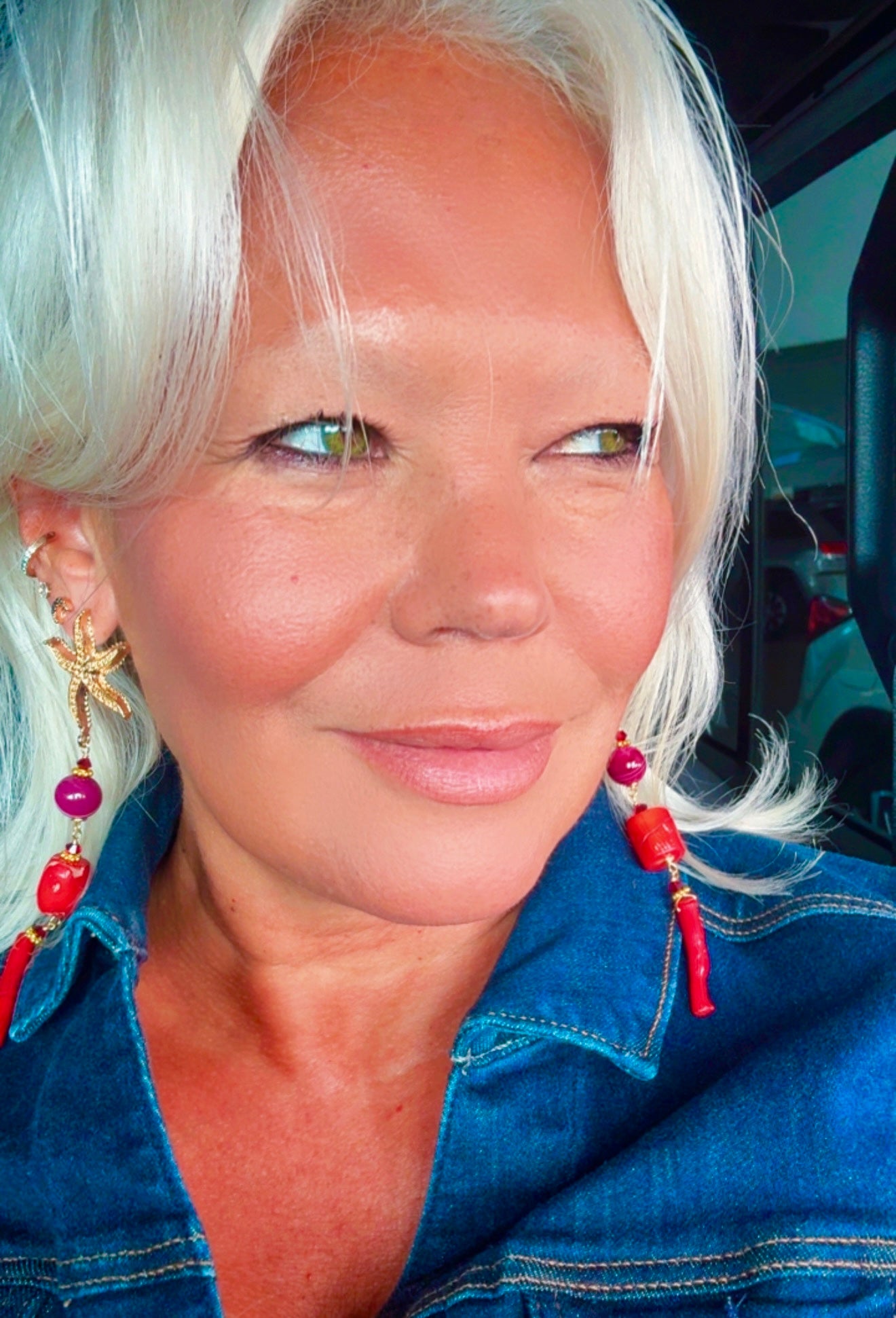 Coral & Agate Statement Earrings