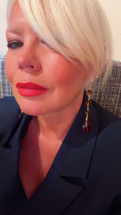 Agate Gold-Plated Statement Earrings