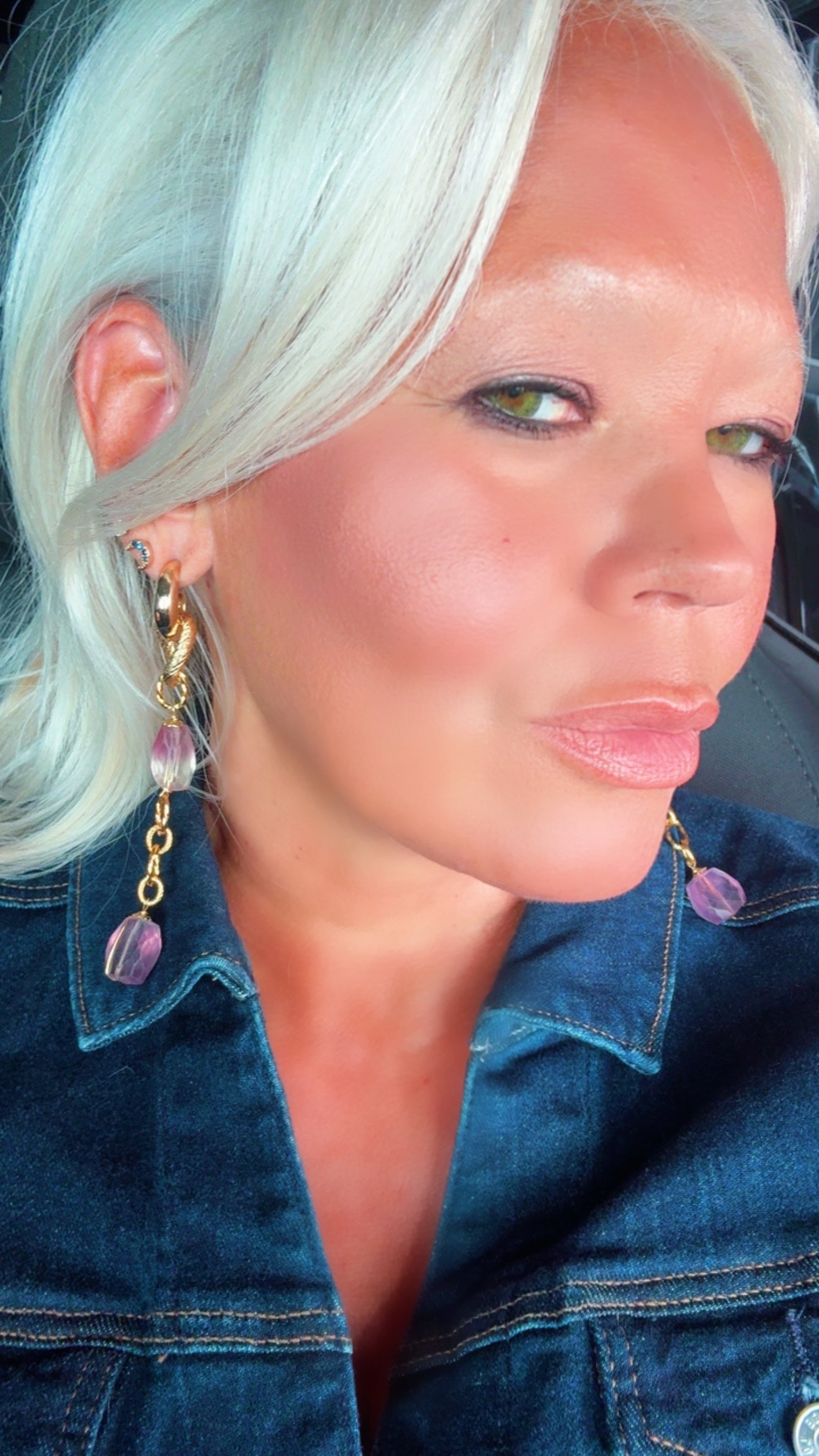 Amethyst Gold-Plated Statement Earrings