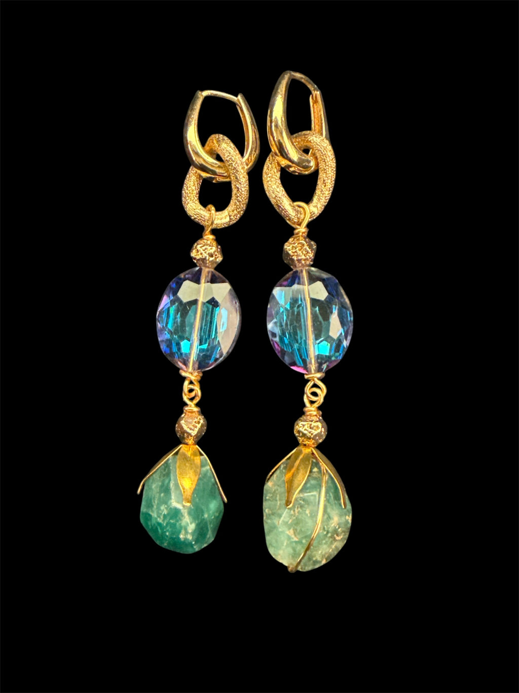 Fluorite Gold-Plated Statement Earrings