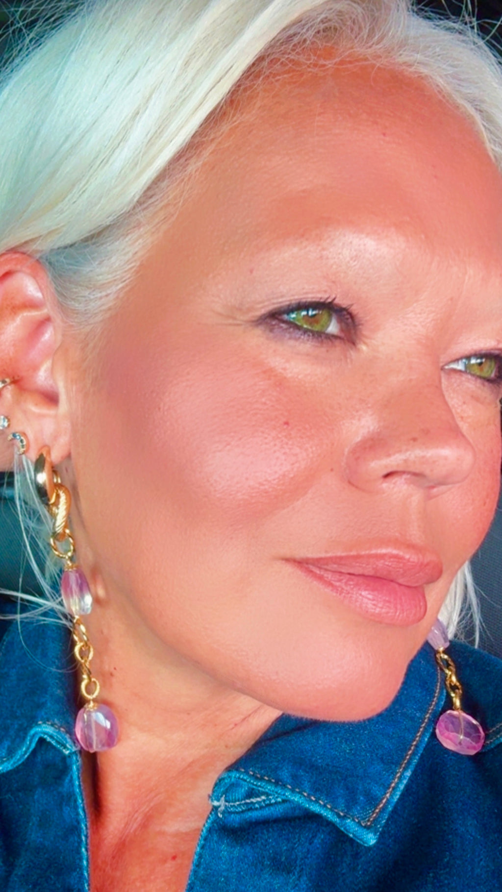 Amethyst Gold-Plated Statement Earrings