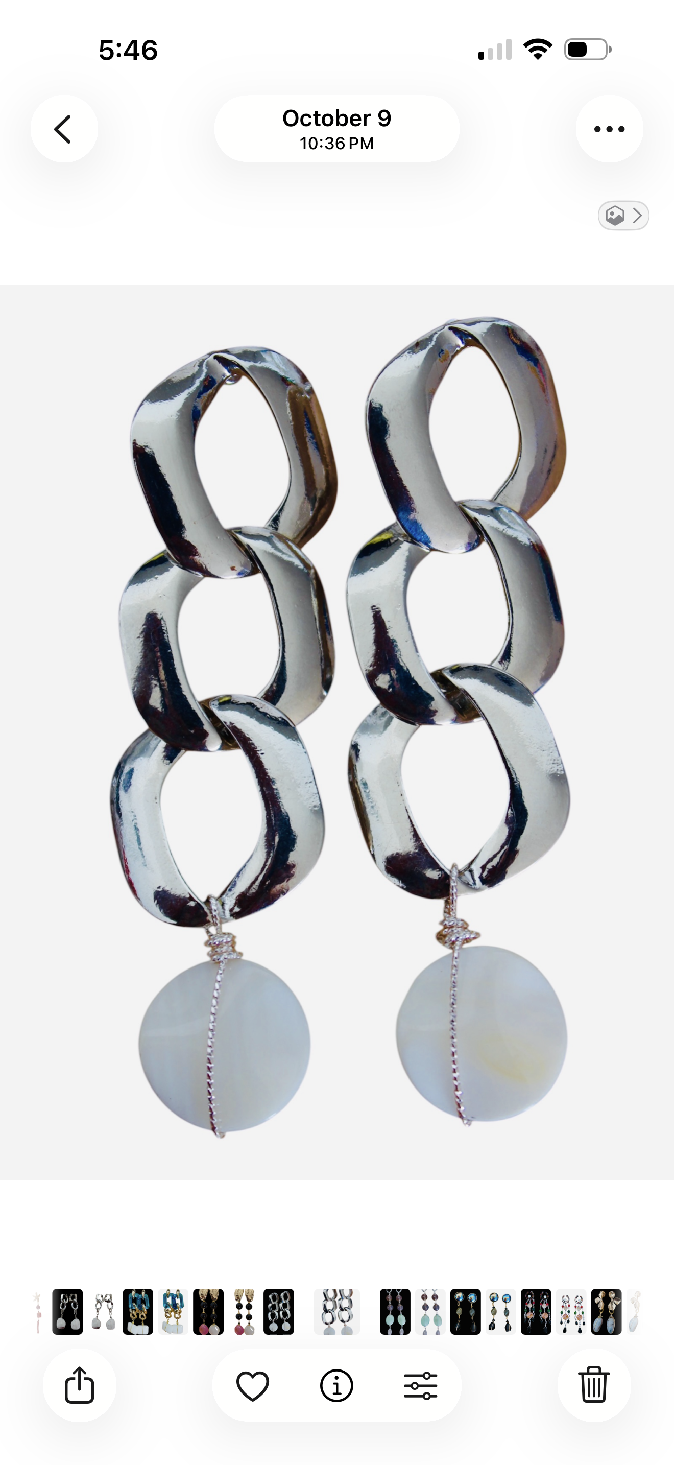 Silver-Plated Chain Statement Earrings with Milk Quartz