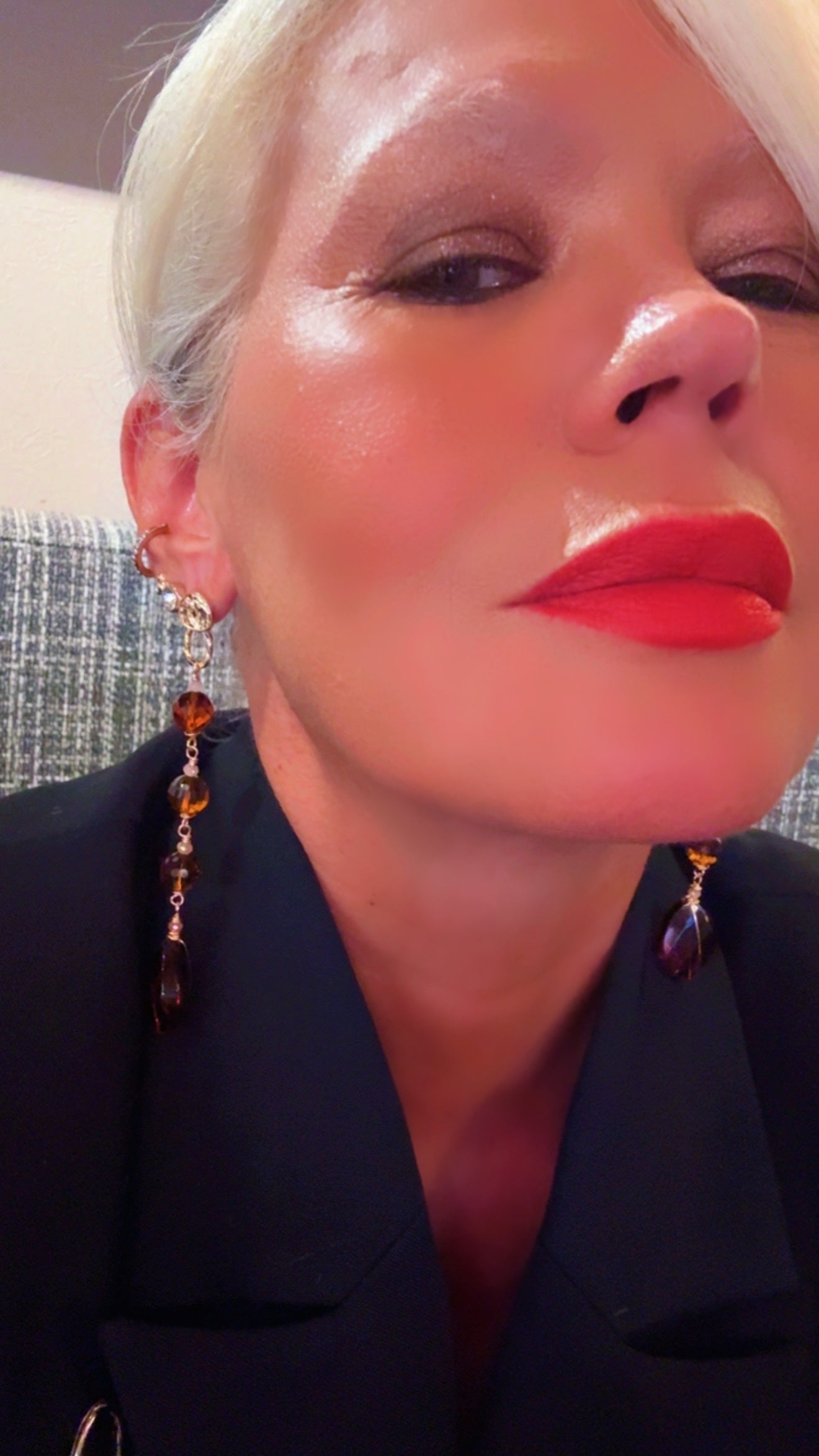 Agate Gold-Plated Statement Earrings