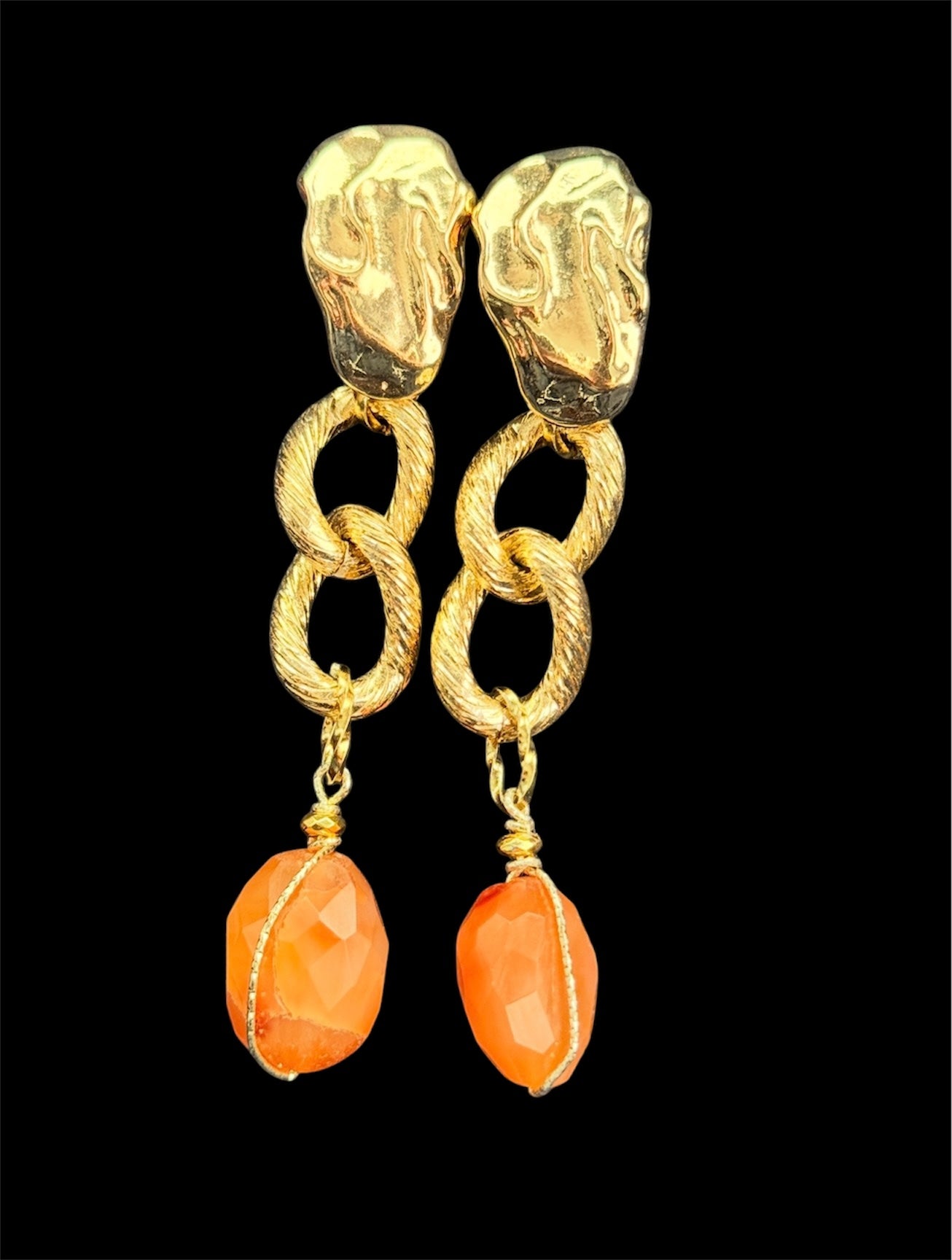 Carnelian Gold-Plated Statement Earrings