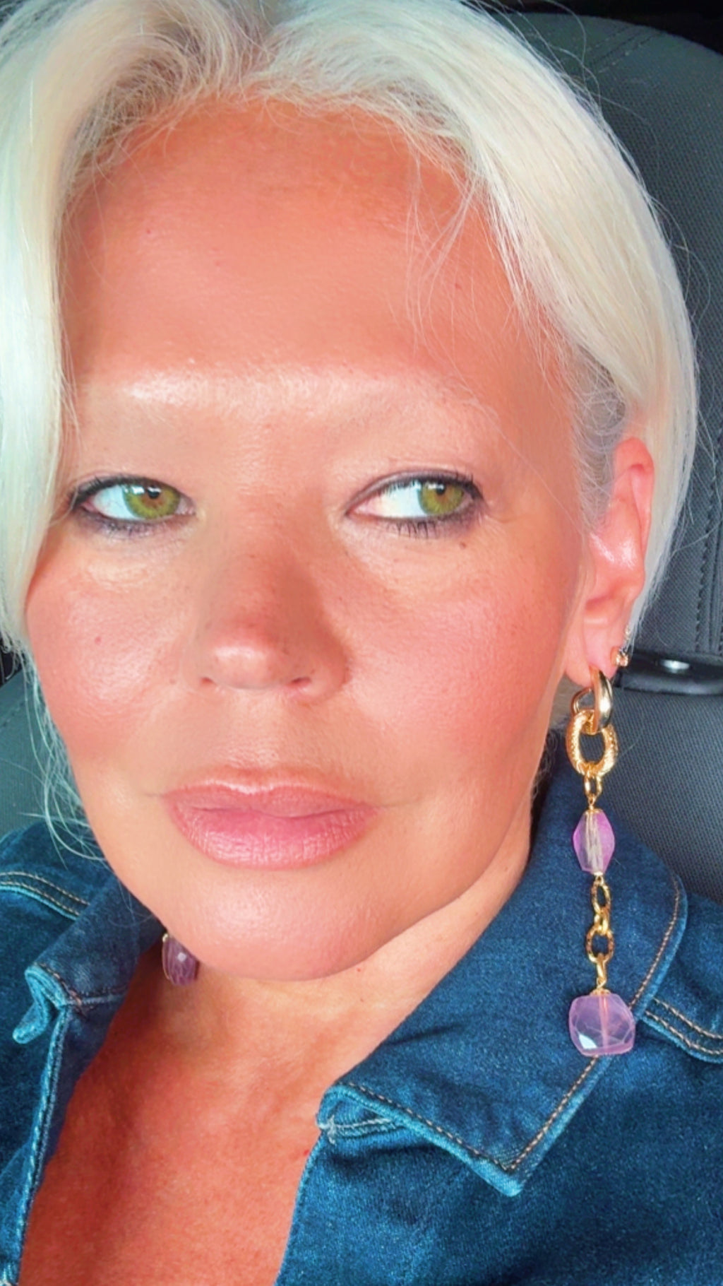 Amethyst Gold-Plated Statement Earrings