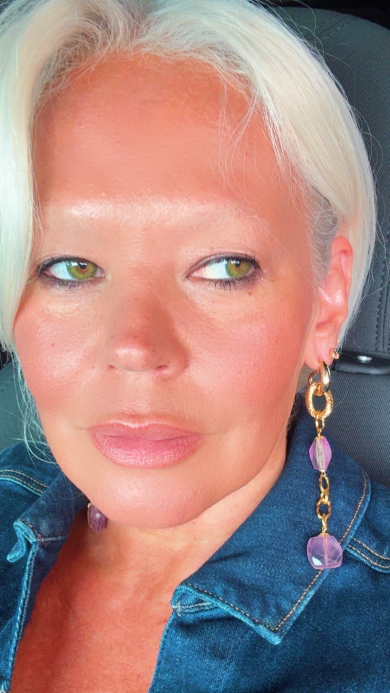 Amethyst Gold-Plated Statement Earrings