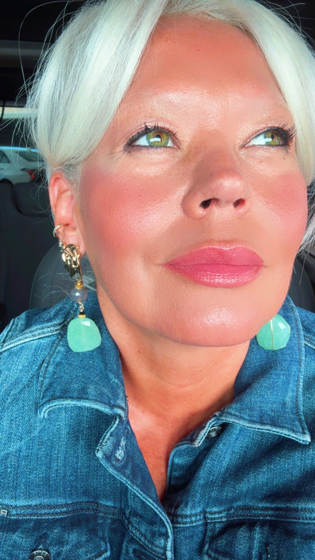 Gold-Plated Earrings with Aventurine & Smoky Quartz