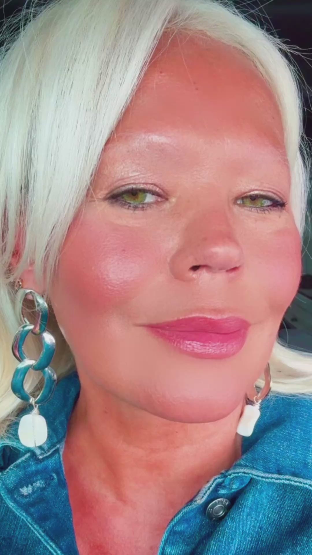 Silver-Plated Chain Statement Earrings with Milk Quartz