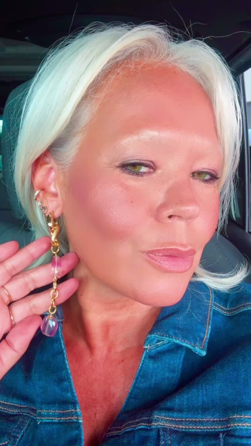 Amethyst Gold-Plated Statement Earrings